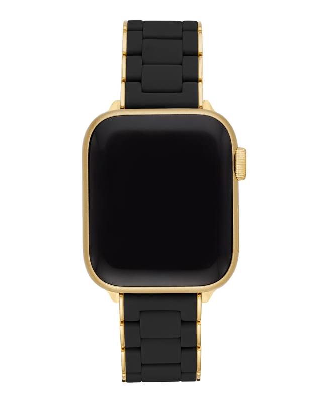 38/40mm Silicone-Wrapped Bracelet Band for Apple Watch, Black/Gold